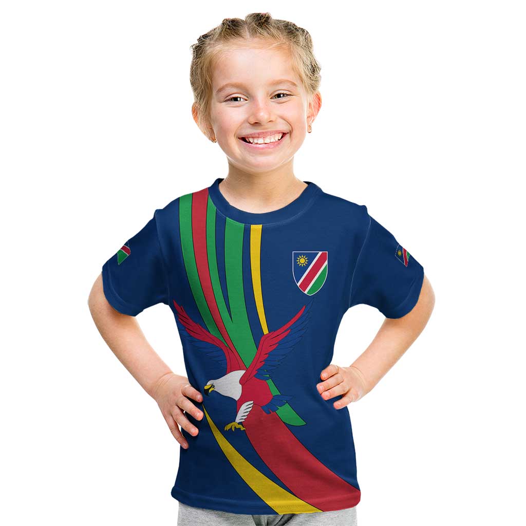Namibia National Emblem Kid T Shirt Flag Colors & Symbolic Animals Design
