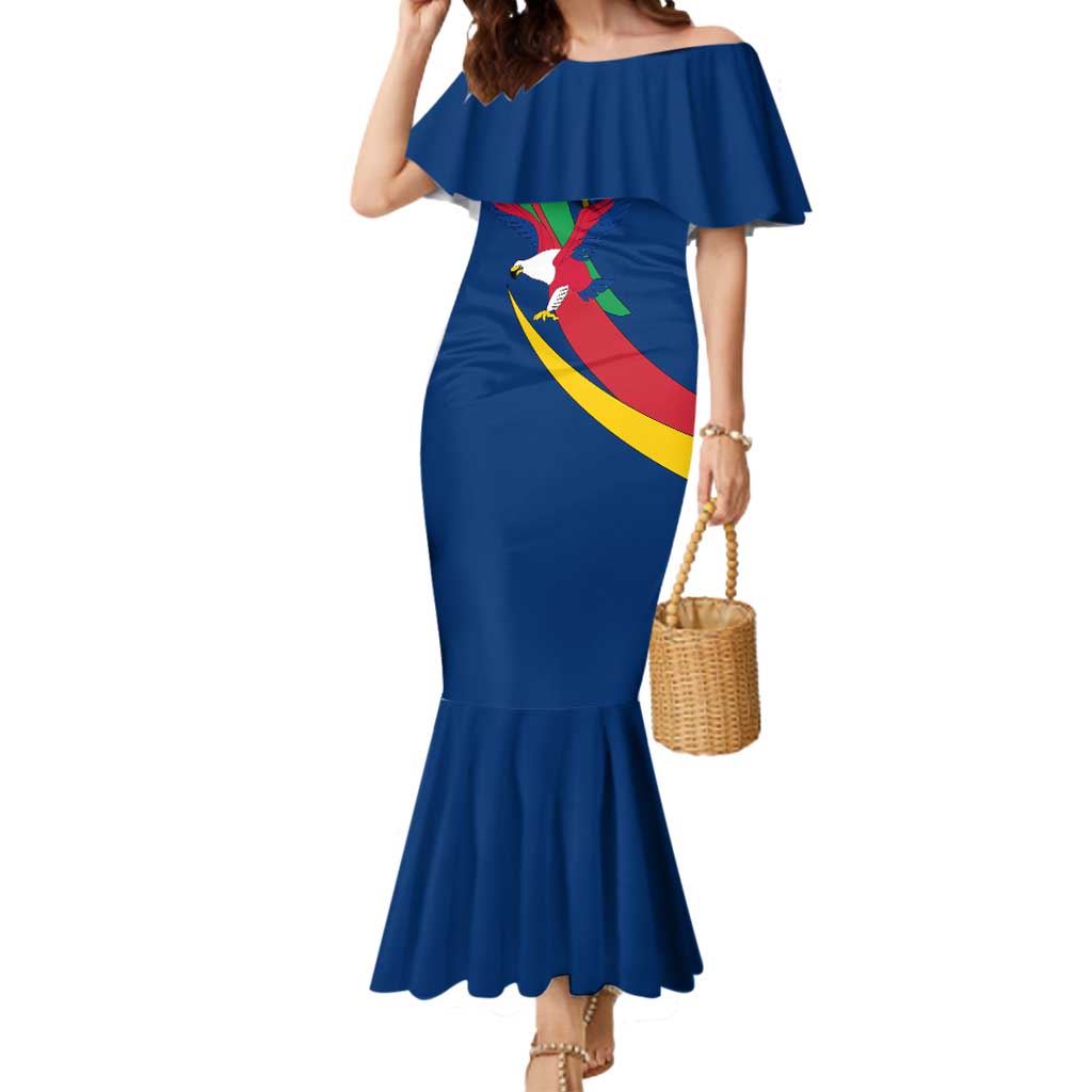 Namibia National Emblem Mermaid Dress Flag Colors & Symbolic Animals Design