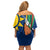 Namibia National Emblem Off Shoulder Short Dress Flag Colors & Symbolic Animals Design