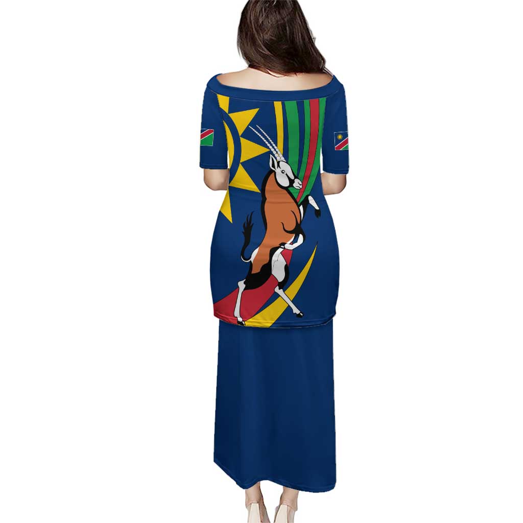 Namibia National Emblem Puletasi Flag Colors & Symbolic Animals Design