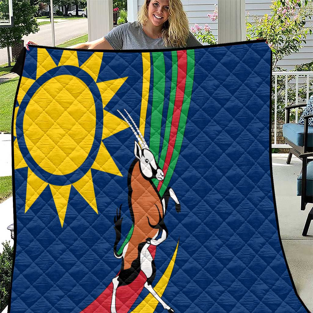 Namibia National Emblem Quilt Flag Colors & Symbolic Animals Design