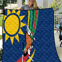 Namibia National Emblem Quilt Flag Colors & Symbolic Animals Design
