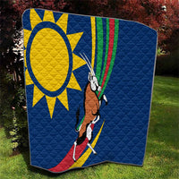 Namibia National Emblem Quilt Flag Colors & Symbolic Animals Design