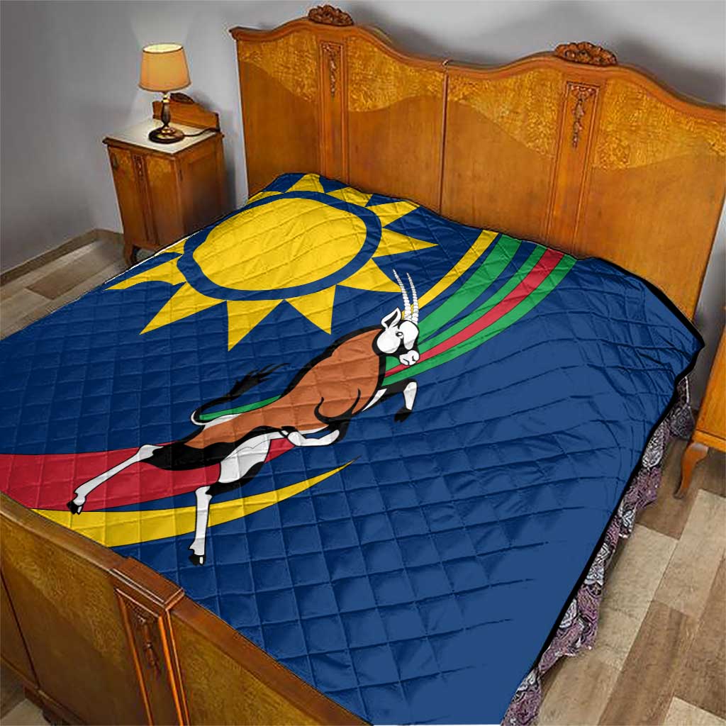 Namibia National Emblem Quilt Flag Colors & Symbolic Animals Design