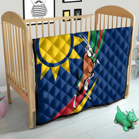 Namibia National Emblem Quilt Flag Colors & Symbolic Animals Design