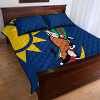 Namibia National Emblem Quilt Bed Set Flag Colors & Symbolic Animals Design