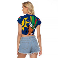 Namibia National Emblem Raglan Cropped T Shirt Flag Colors & Symbolic Animals Design