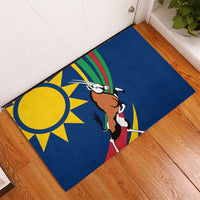 Namibia National Emblem Rubber Doormat Flag Colors & Symbolic Animals Design