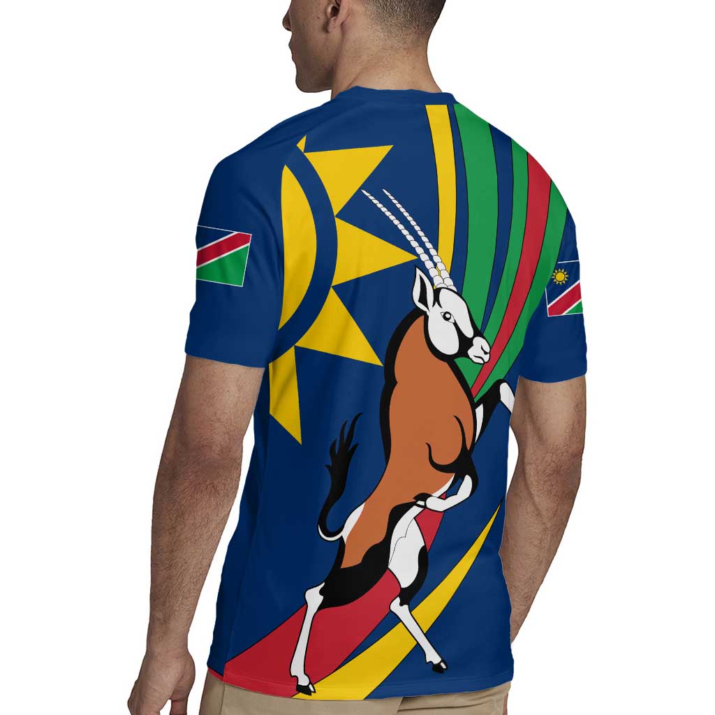 Namibia National Emblem Rugby Jersey Flag Colors & Symbolic Animals Design
