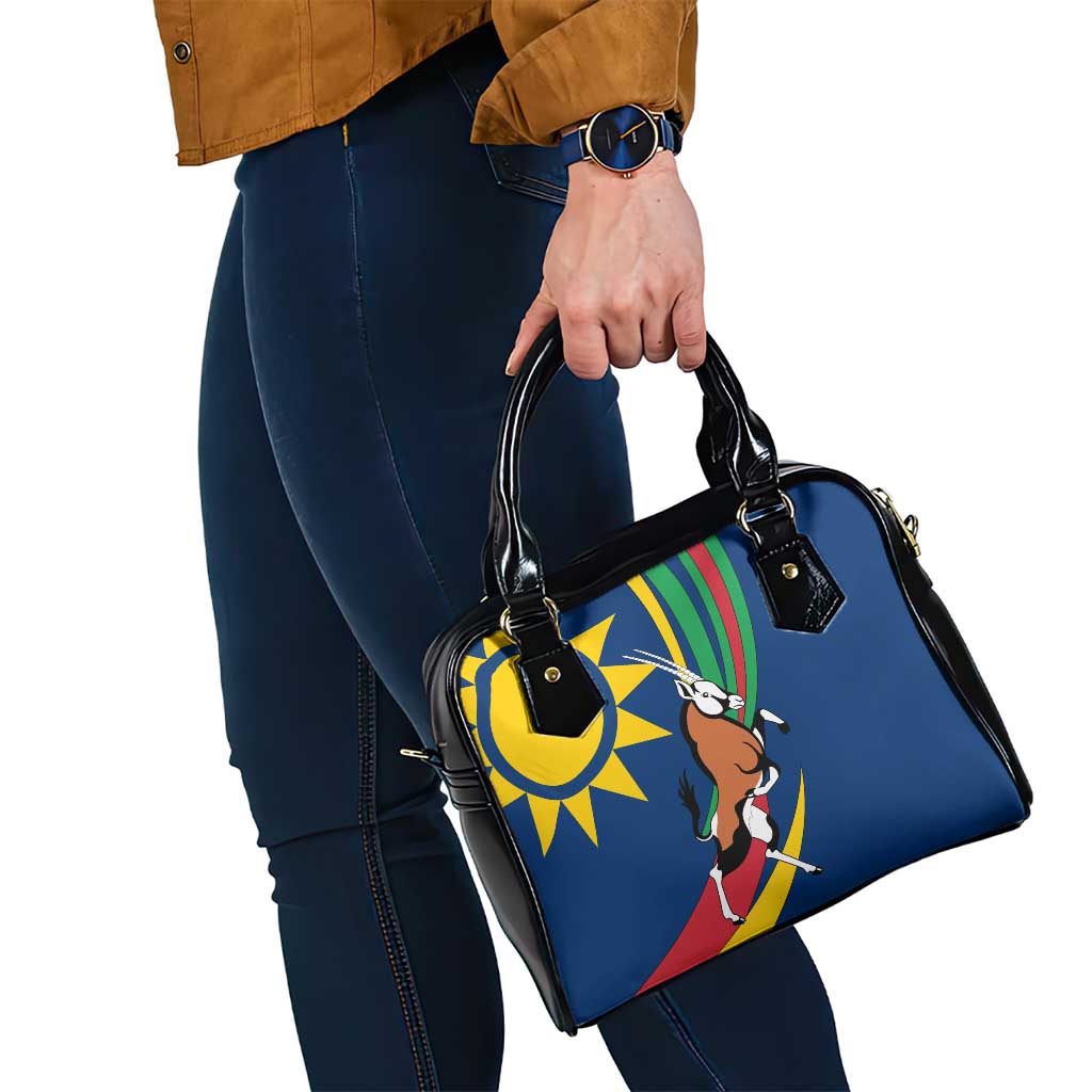 Namibia National Emblem Shoulder Handbag Flag Colors & Symbolic Animals Design