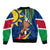 Namibia National Emblem Sleeve Zip Bomber Jacket Flag Colors & Symbolic Animals Design