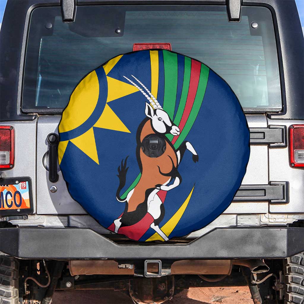 Namibia National Emblem Spare Tire Cover Flag Colors & Symbolic Animals Design