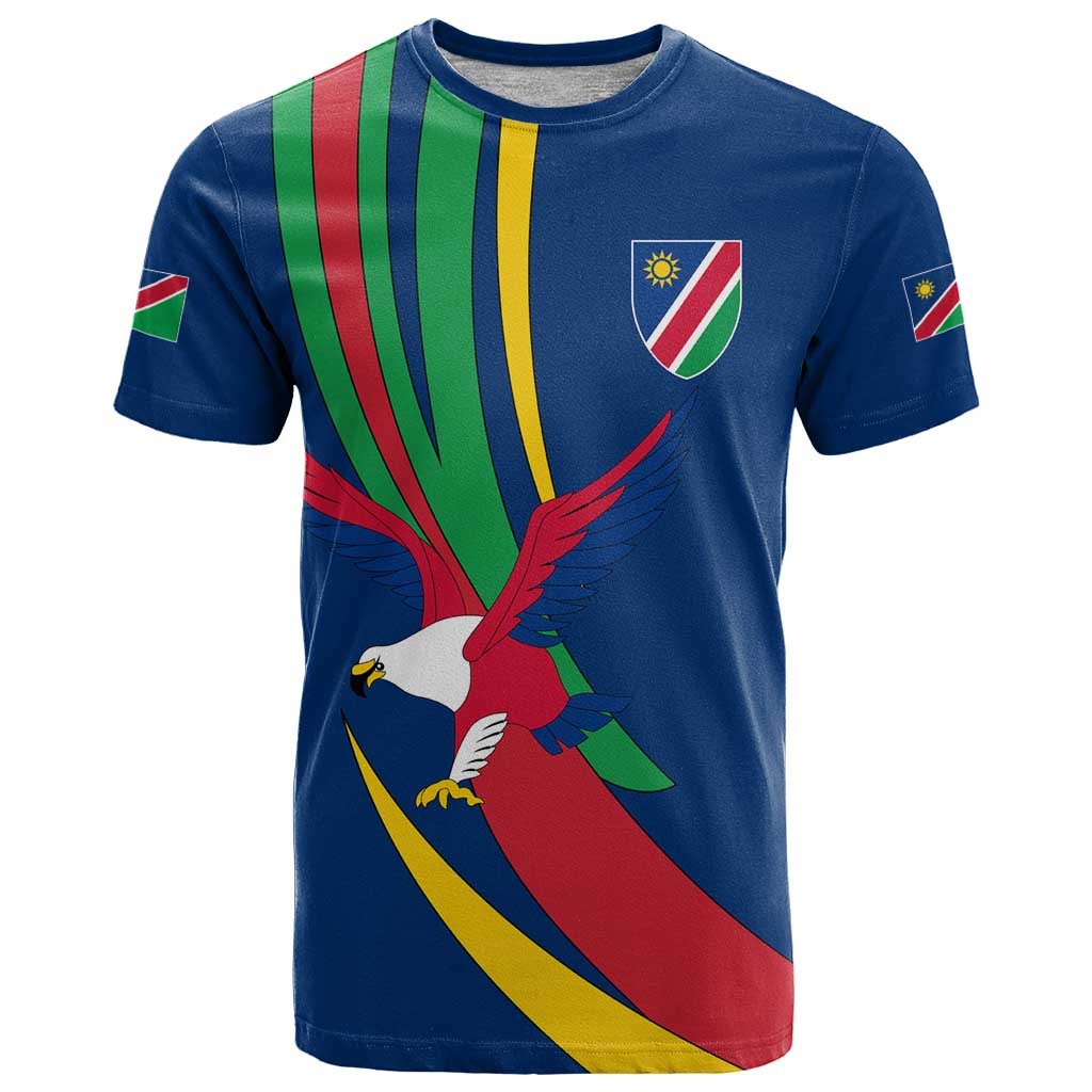 Namibia National Emblem T Shirt Flag Colors & Symbolic Animals Design