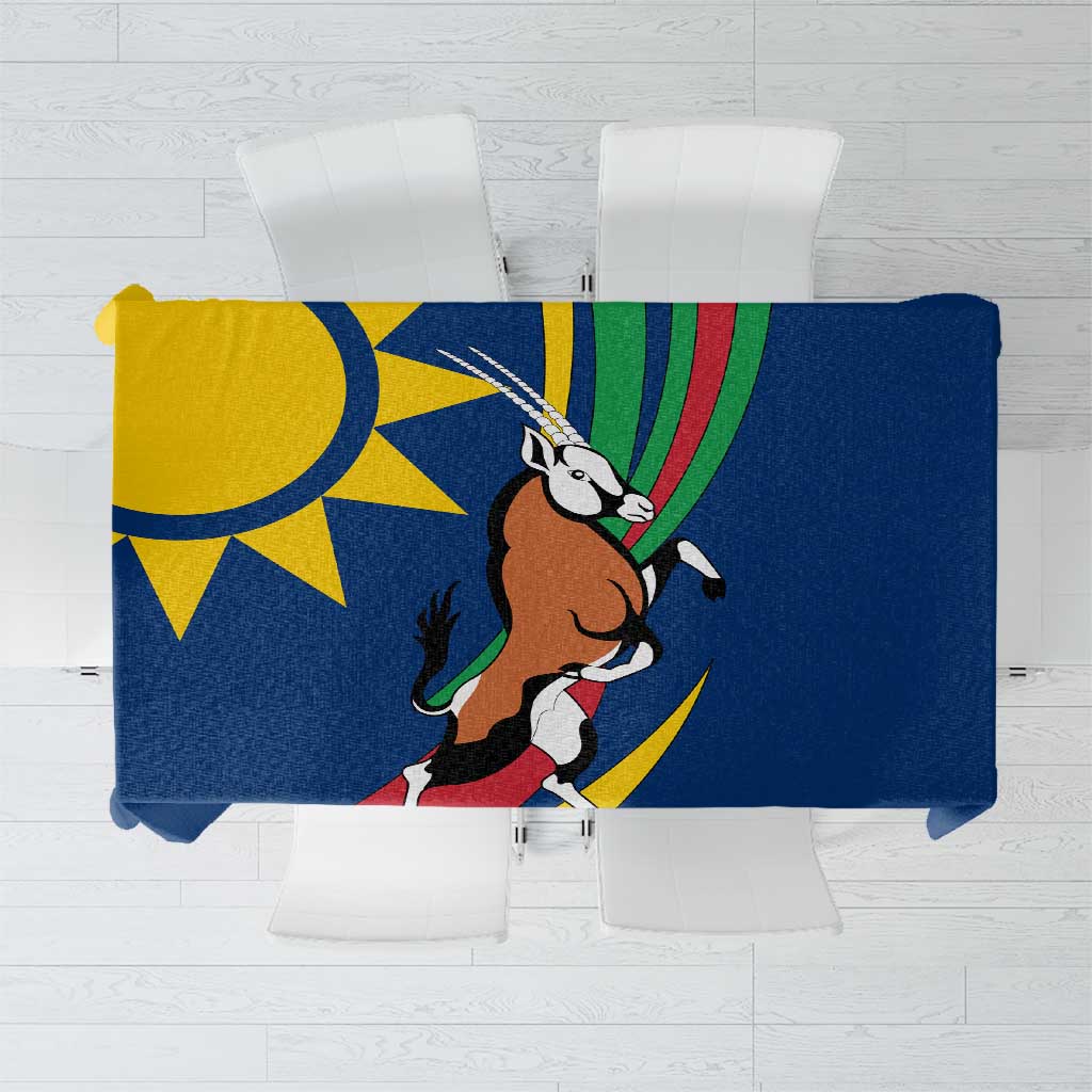Namibia National Emblem Tablecloth Flag Colors & Symbolic Animals Design