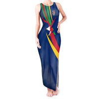 Namibia National Emblem Tank Maxi Dress Flag Colors & Symbolic Animals Design