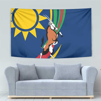 Namibia National Emblem Tapestry Flag Colors & Symbolic Animals Design