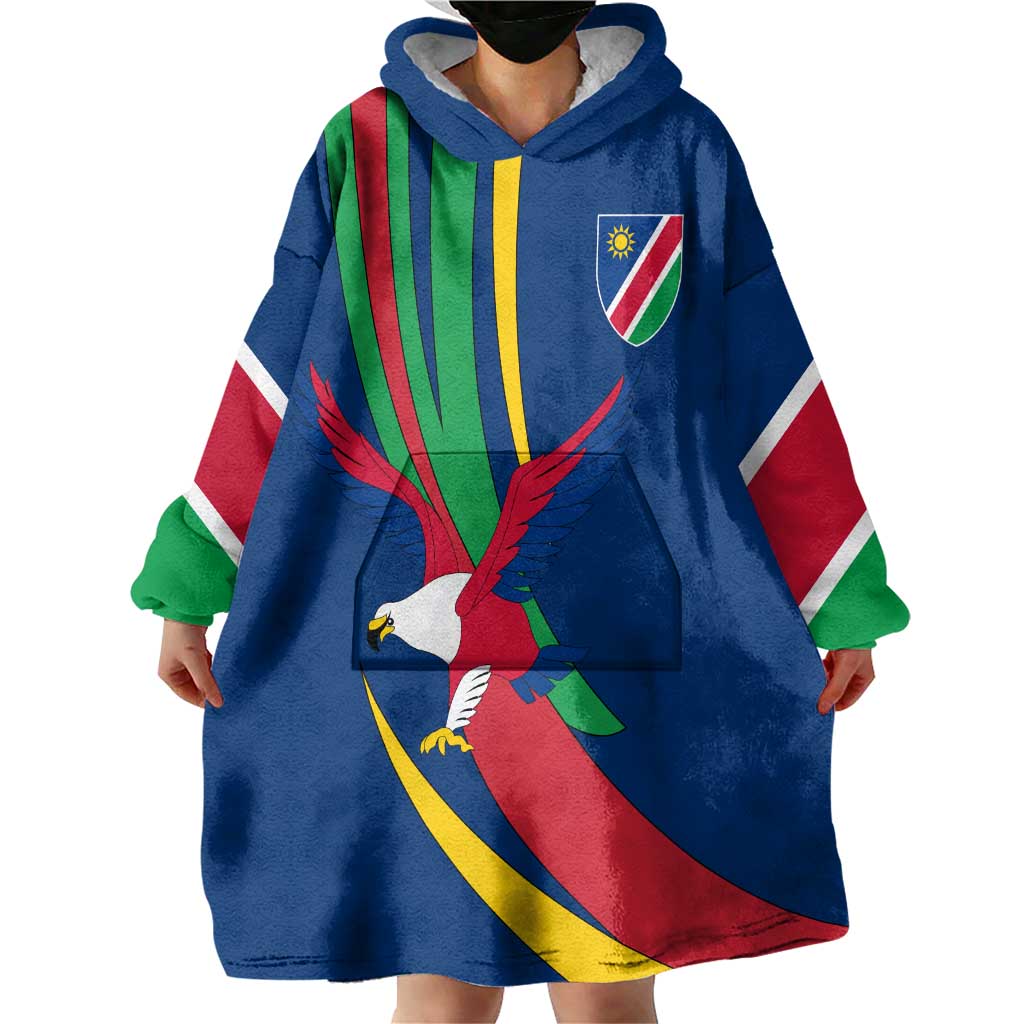 Namibia National Emblem Wearable Blanket Hoodie Flag Colors & Symbolic Animals Design