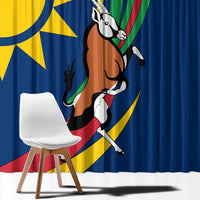 Namibia National Emblem Window Curtain Flag Colors & Symbolic Animals Design