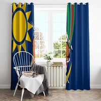 Namibia National Emblem Window Curtain Flag Colors & Symbolic Animals Design