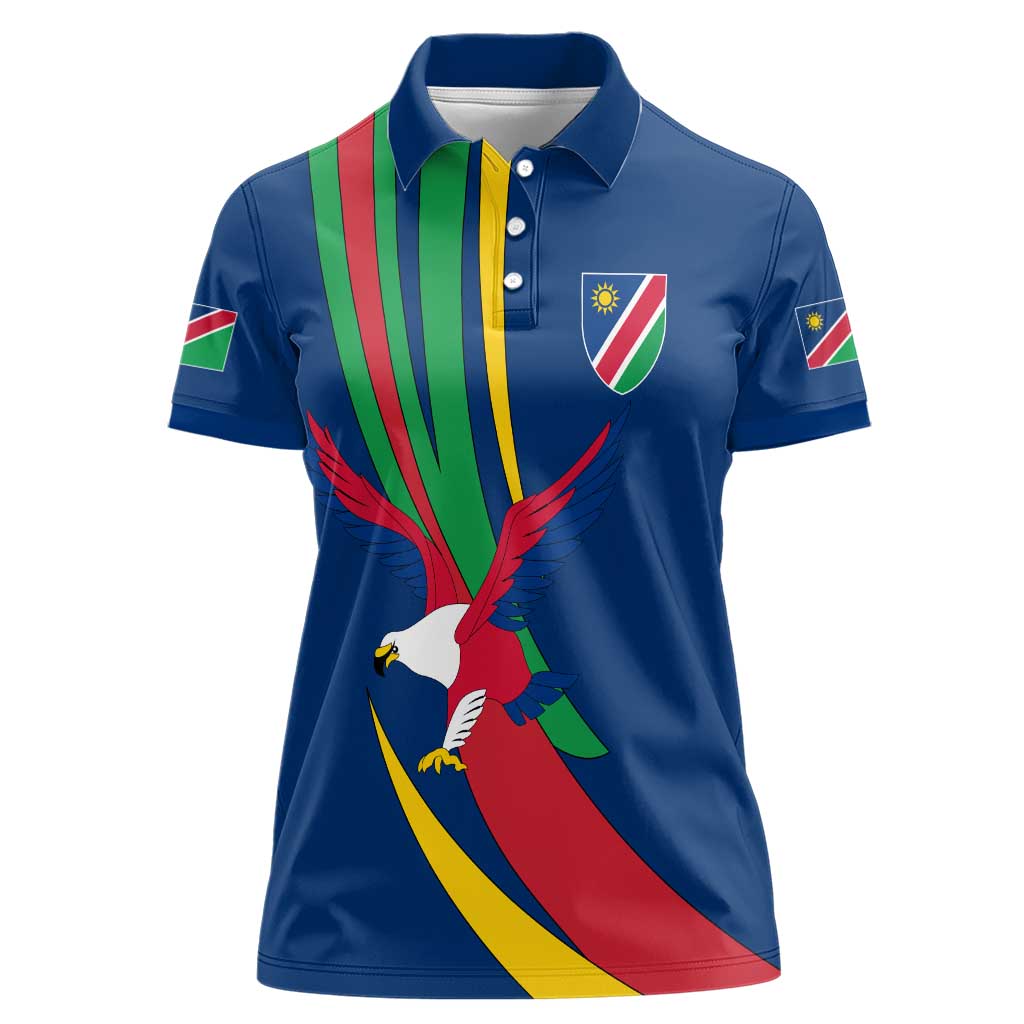 Namibia National Emblem Women Polo Shirt Flag Colors & Symbolic Animals Design