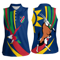 Namibia National Emblem Women Sleeveless Polo Shirt Flag Colors & Symbolic Animals Design