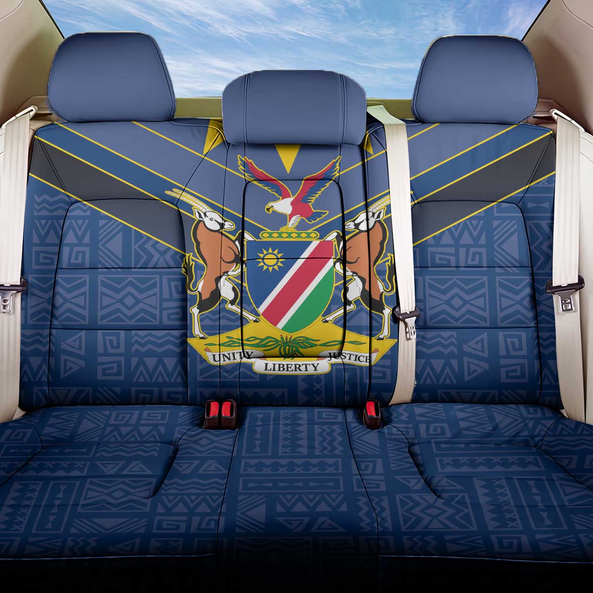 Namibia National Emblem Back Car Seat Cover Sporty Style with Traditional Patterns