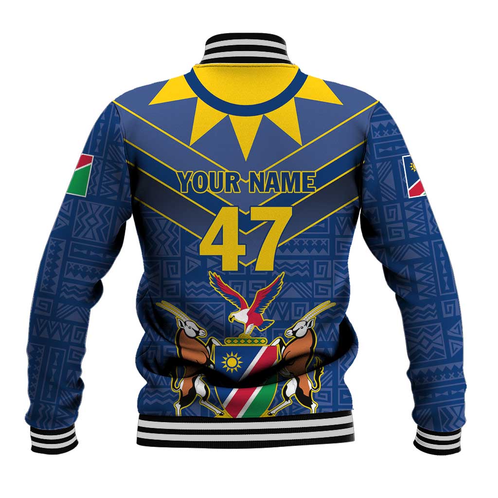 Namibia National Emblem Baseball Jacket Sporty Style with Traditional Patterns
