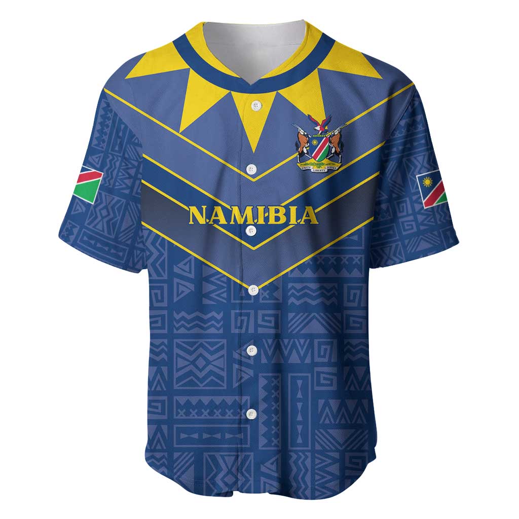 Namibia National Emblem Baseball Jersey Sporty Style with Traditional Patterns
