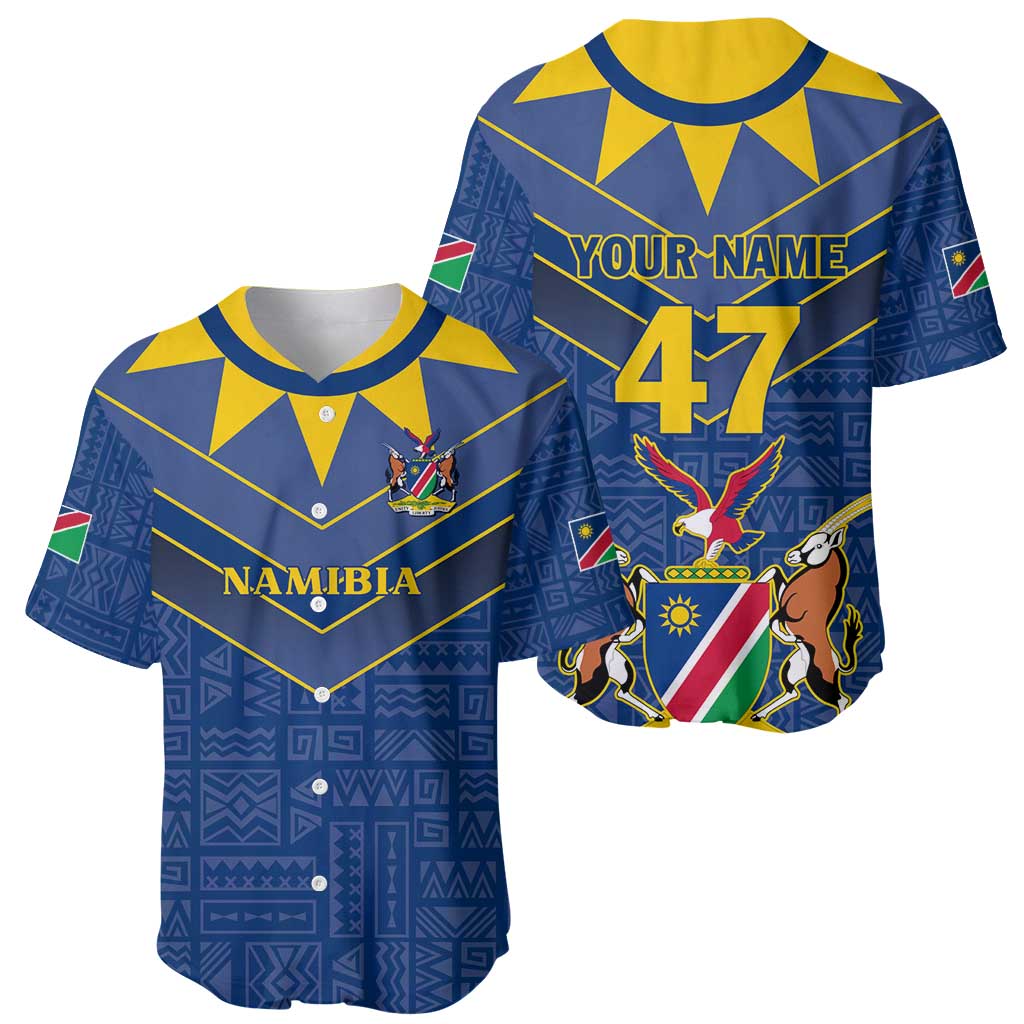 Namibia National Emblem Baseball Jersey Sporty Style with Traditional Patterns