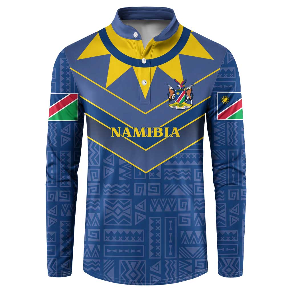 Namibia National Emblem Button Sweatshirt Sporty Style with Traditional Patterns
