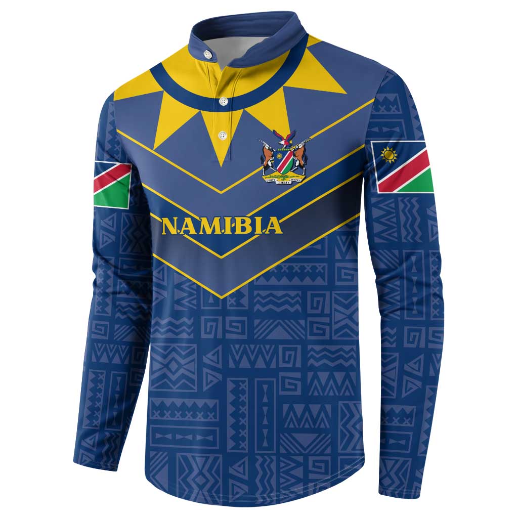 Namibia National Emblem Button Sweatshirt Sporty Style with Traditional Patterns