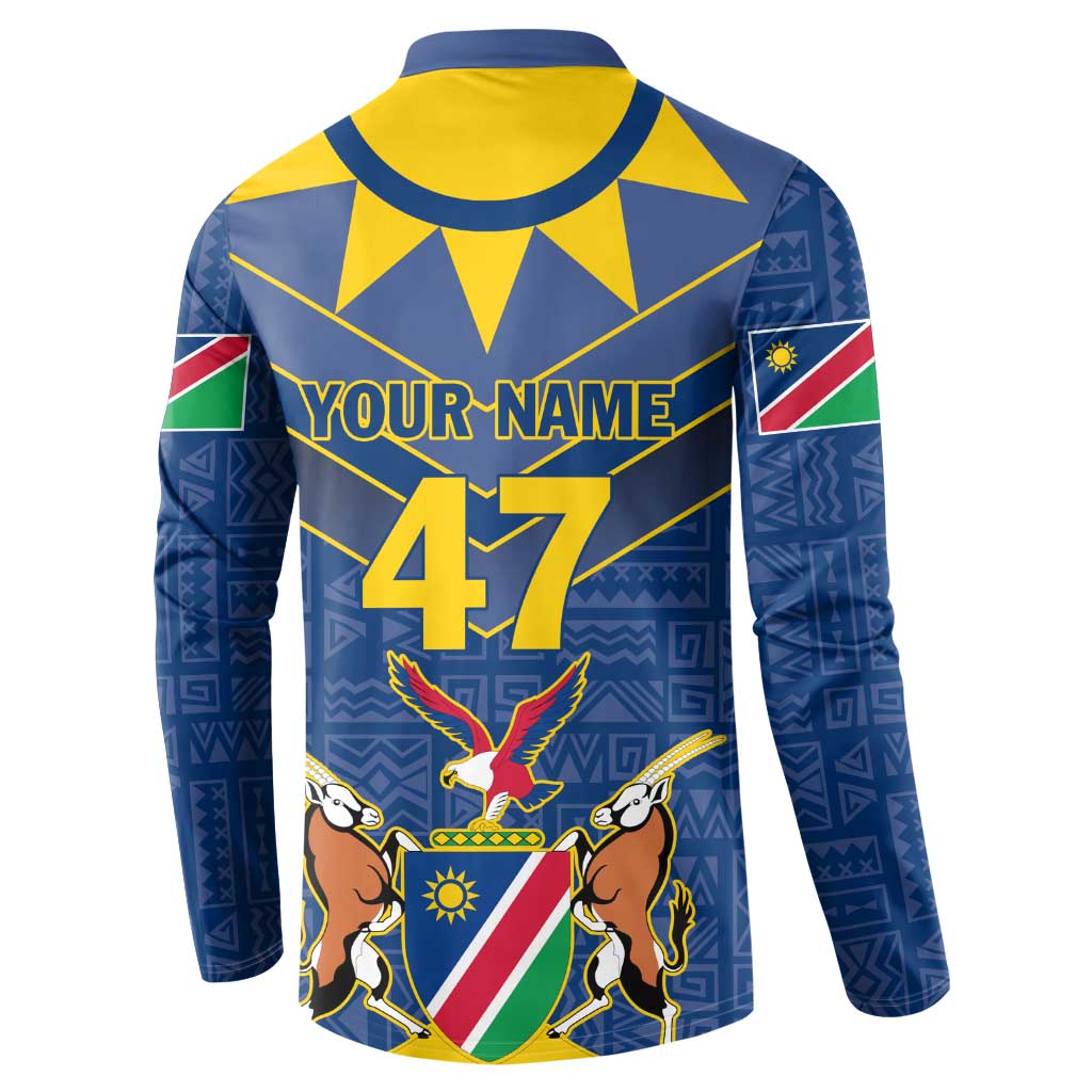 Namibia National Emblem Button Sweatshirt Sporty Style with Traditional Patterns