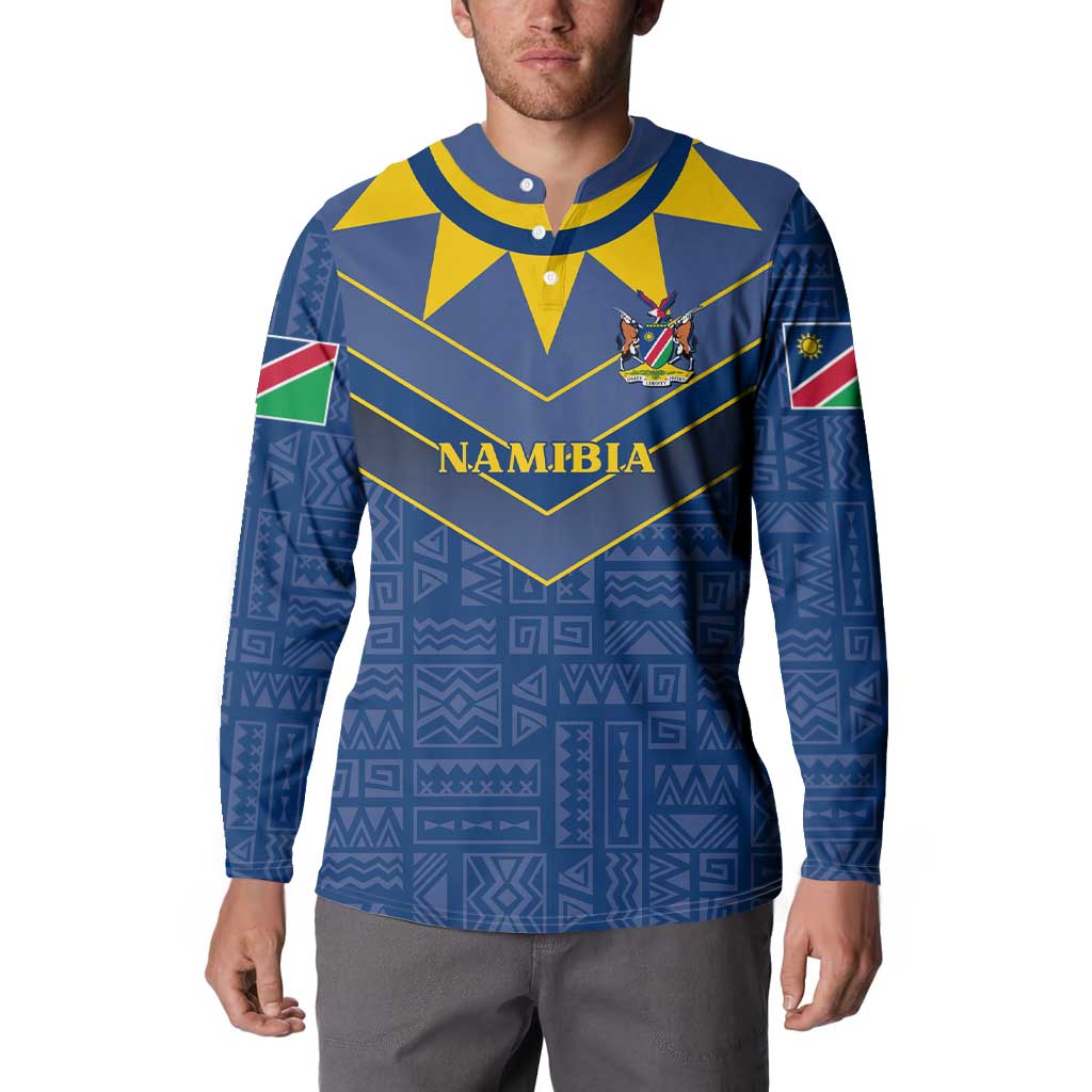 Namibia National Emblem Button Sweatshirt Sporty Style with Traditional Patterns