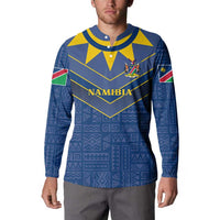 Namibia National Emblem Button Sweatshirt Sporty Style with Traditional Patterns