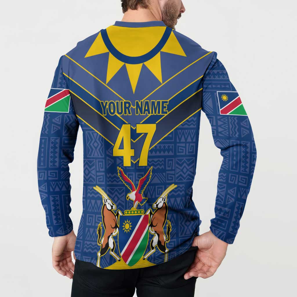 Namibia National Emblem Button Sweatshirt Sporty Style with Traditional Patterns