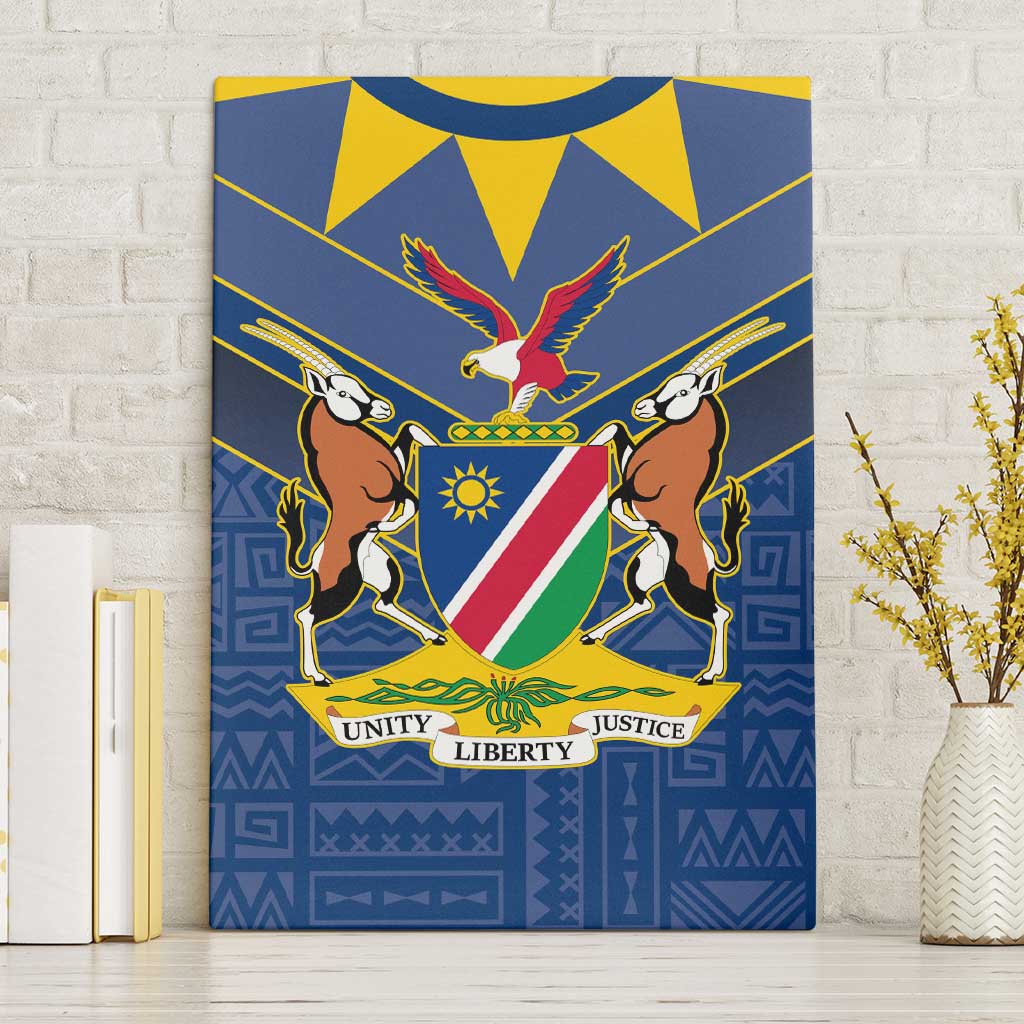 Namibia National Emblem Canvas Wall Art Sporty Style with Traditional Patterns