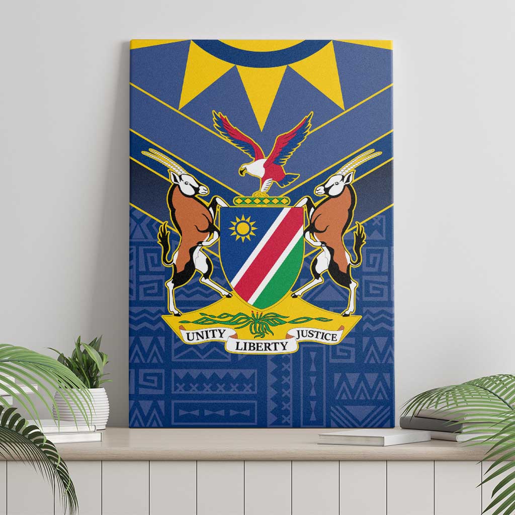 Namibia National Emblem Canvas Wall Art Sporty Style with Traditional Patterns