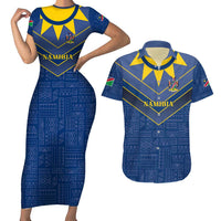 Namibia National Emblem Couples Matching Short Sleeve Bodycon Dress and Hawaiian Shirt Sporty Style with Traditional Patterns