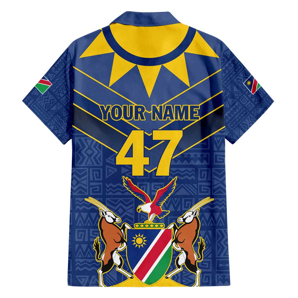 Namibia National Emblem Family Matching Long Sleeve Bodycon Dress and Hawaiian Shirt Sporty Style with Traditional Patterns