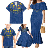 Namibia National Emblem Family Matching Mermaid Dress and Hawaiian Shirt Sporty Style with Traditional Patterns