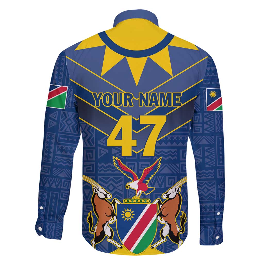 Namibia National Emblem Family Matching Mermaid Dress and Hawaiian Shirt Sporty Style with Traditional Patterns