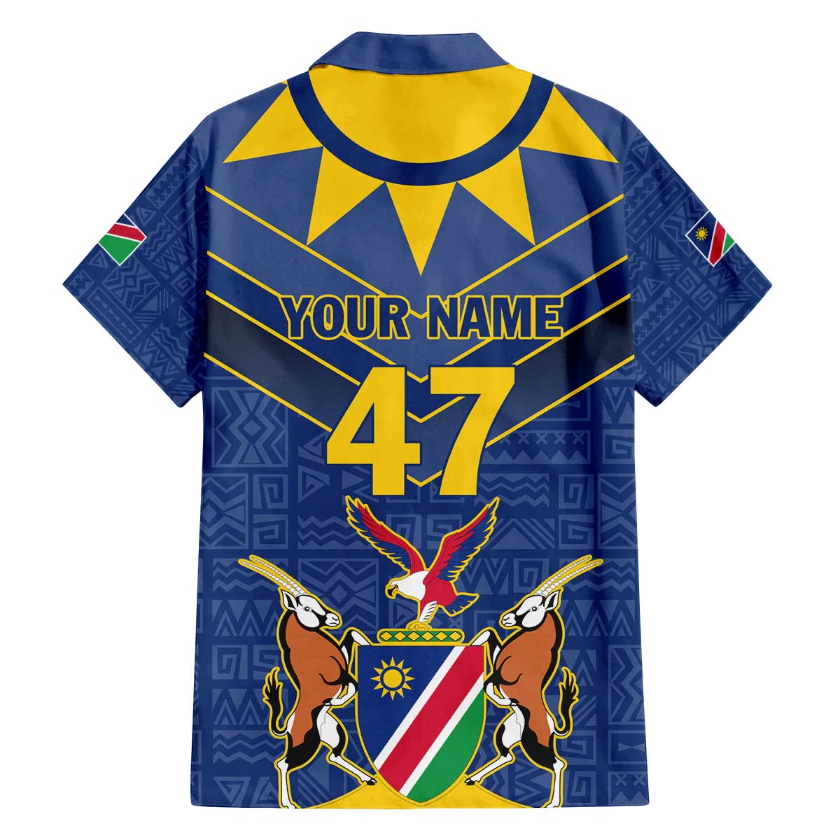 Namibia National Emblem Family Matching Off The Shoulder Long Sleeve Dress and Hawaiian Shirt Sporty Style with Traditional Patterns