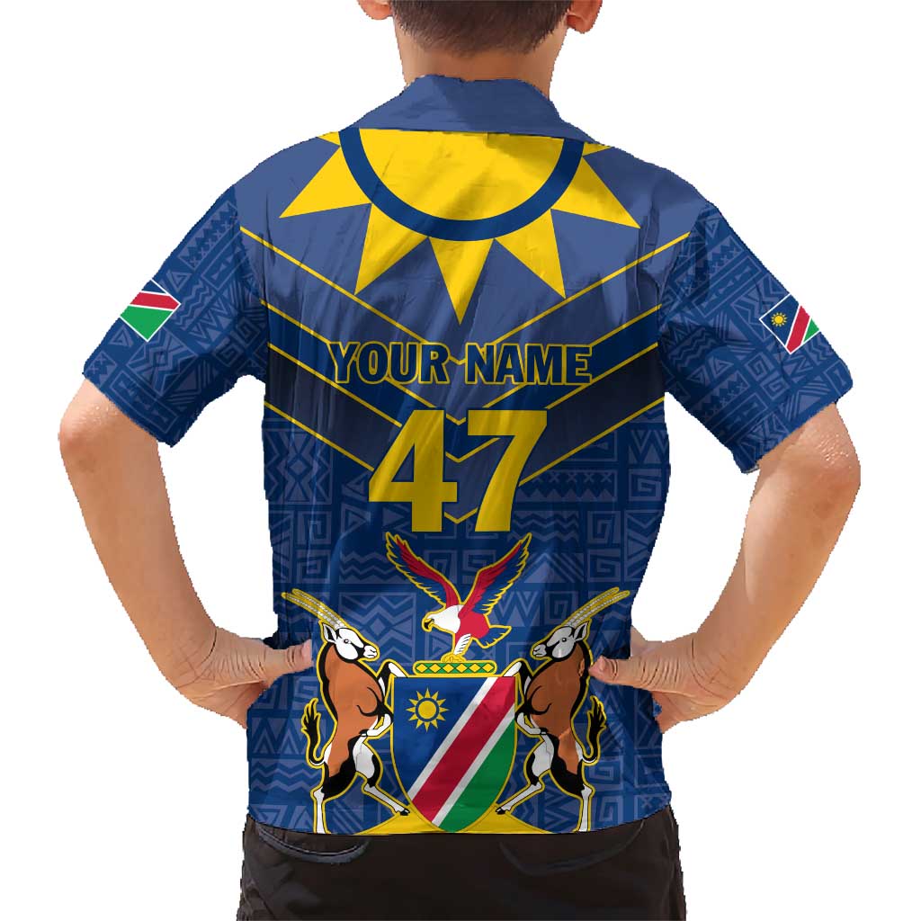Namibia National Emblem Family Matching Short Sleeve Bodycon Dress and Hawaiian Shirt Sporty Style with Traditional Patterns
