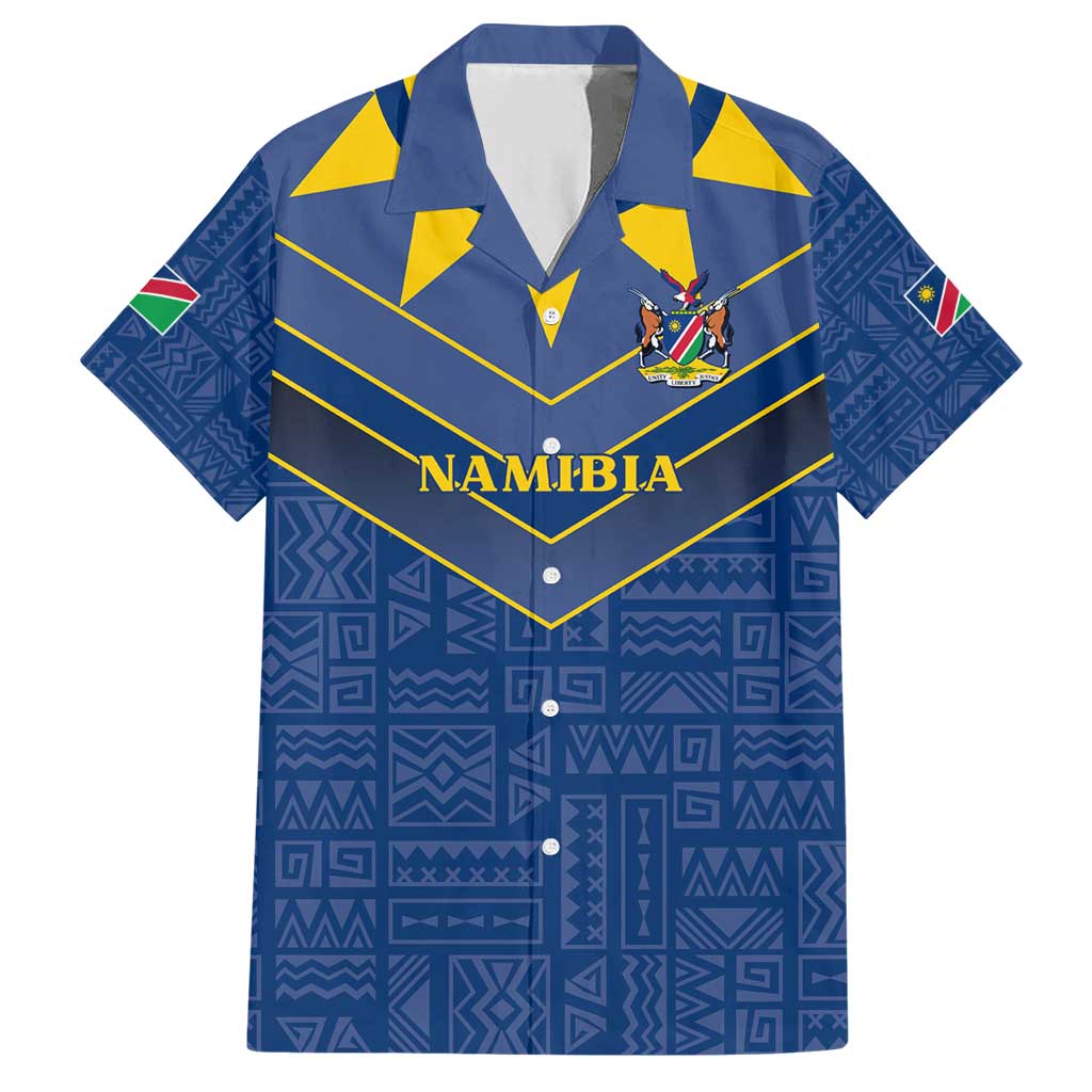 Namibia National Emblem Family Matching Short Sleeve Bodycon Dress and Hawaiian Shirt Sporty Style with Traditional Patterns