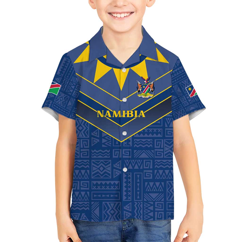 Namibia National Emblem Family Matching Summer Maxi Dress and Hawaiian Shirt Sporty Style with Traditional Patterns