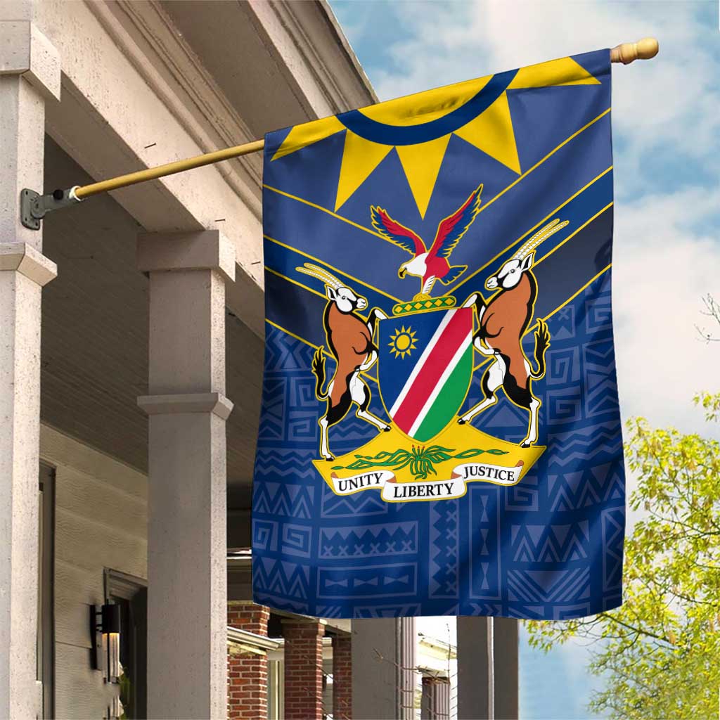 Namibia National Emblem Garden Flag Sporty Style with Traditional Patterns