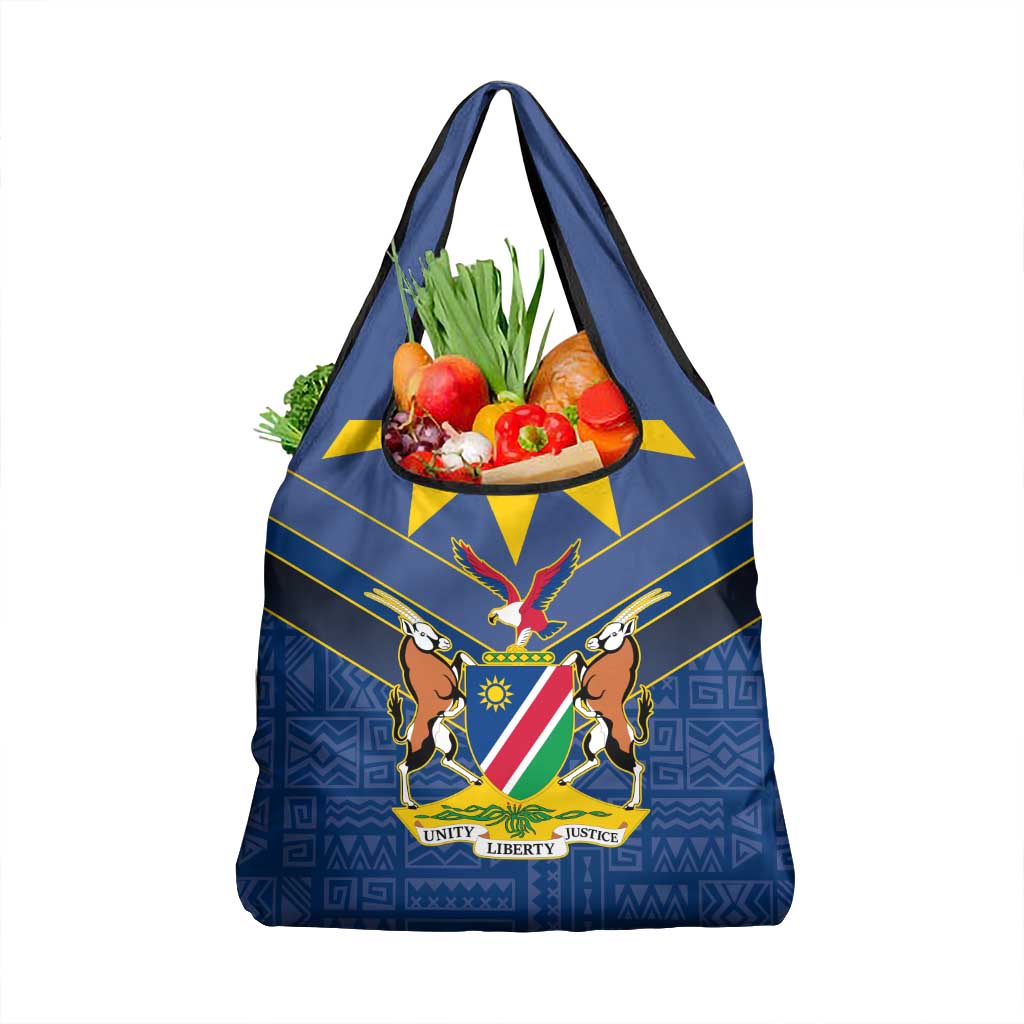 Namibia National Emblem Grocery Bag Sporty Style with Traditional Patterns