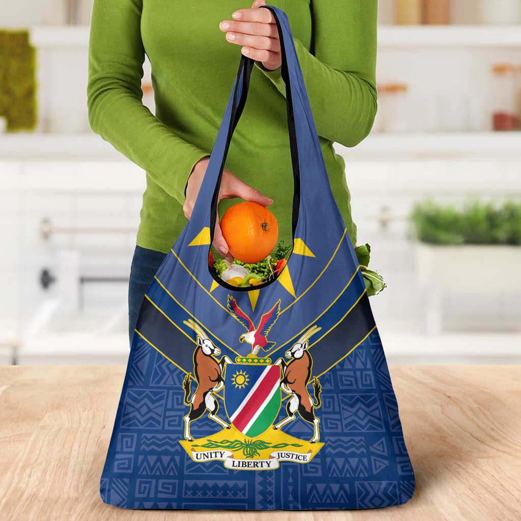 Namibia National Emblem Grocery Bag Sporty Style with Traditional Patterns