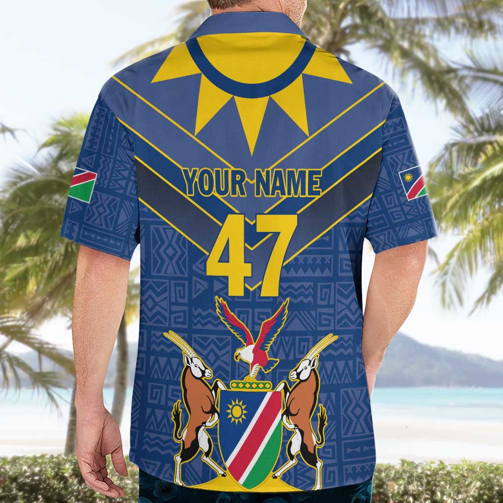 Namibia National Emblem Hawaiian Shirt Sporty Style with Traditional Patterns