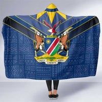 Namibia National Emblem Hooded Blanket Sporty Style with Traditional Patterns